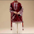 Maroon Embroidered Dhanak Suit with Pashmina Dupatta 3Piece