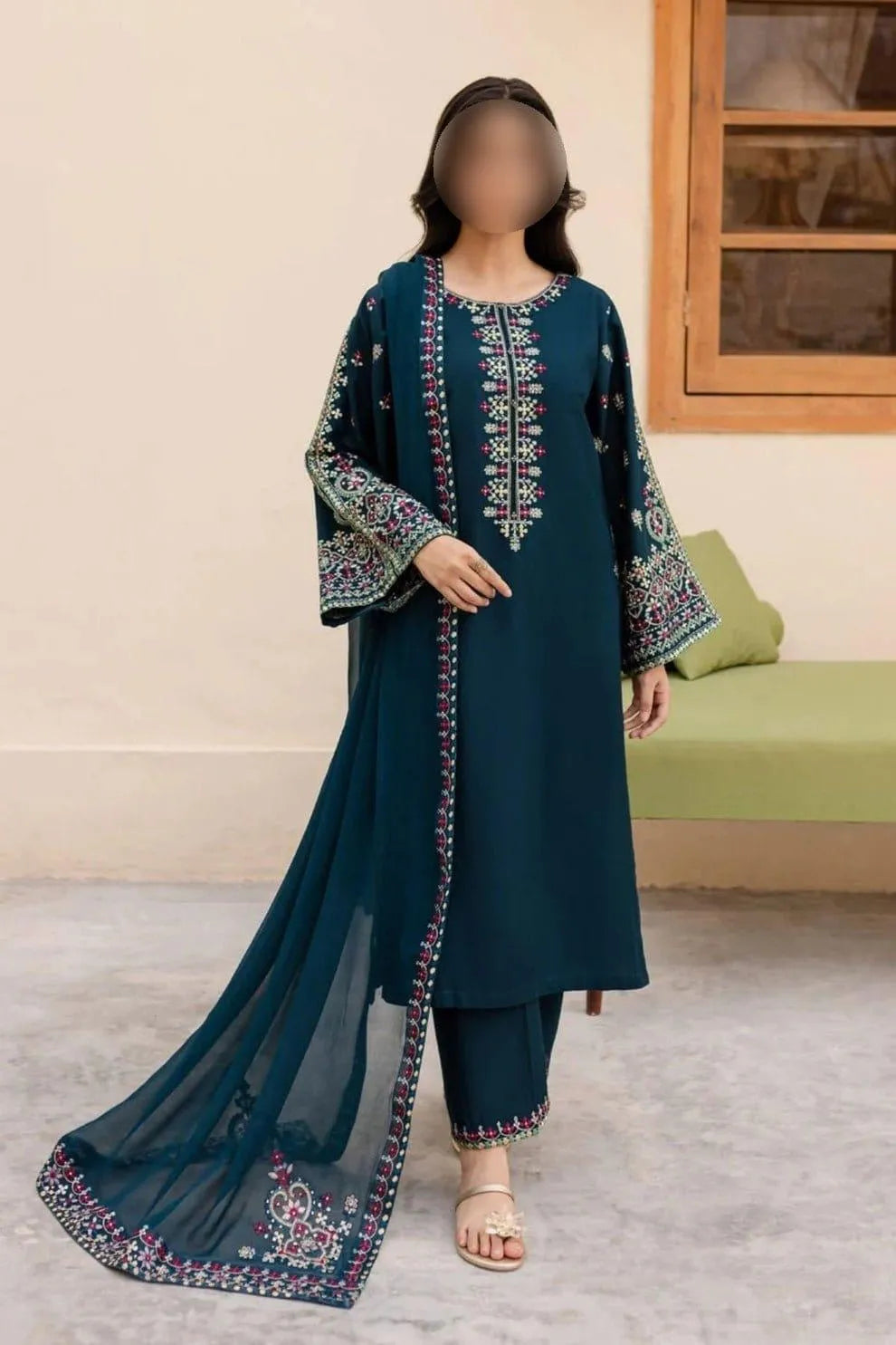 Pakistani Embroidered Kurta Set with Dupatta
