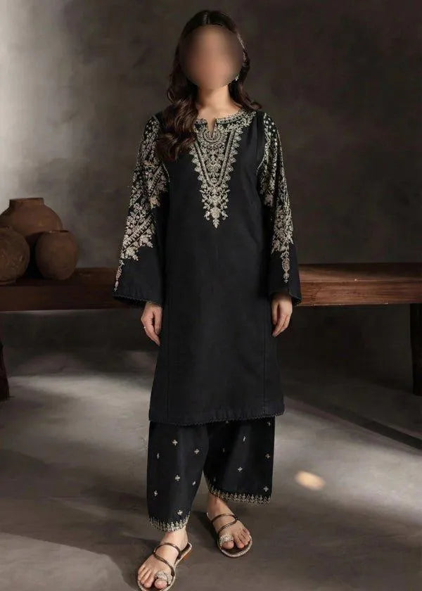 Black Embroidered Lawn Shirt & Cotton Trouser Set 2pc