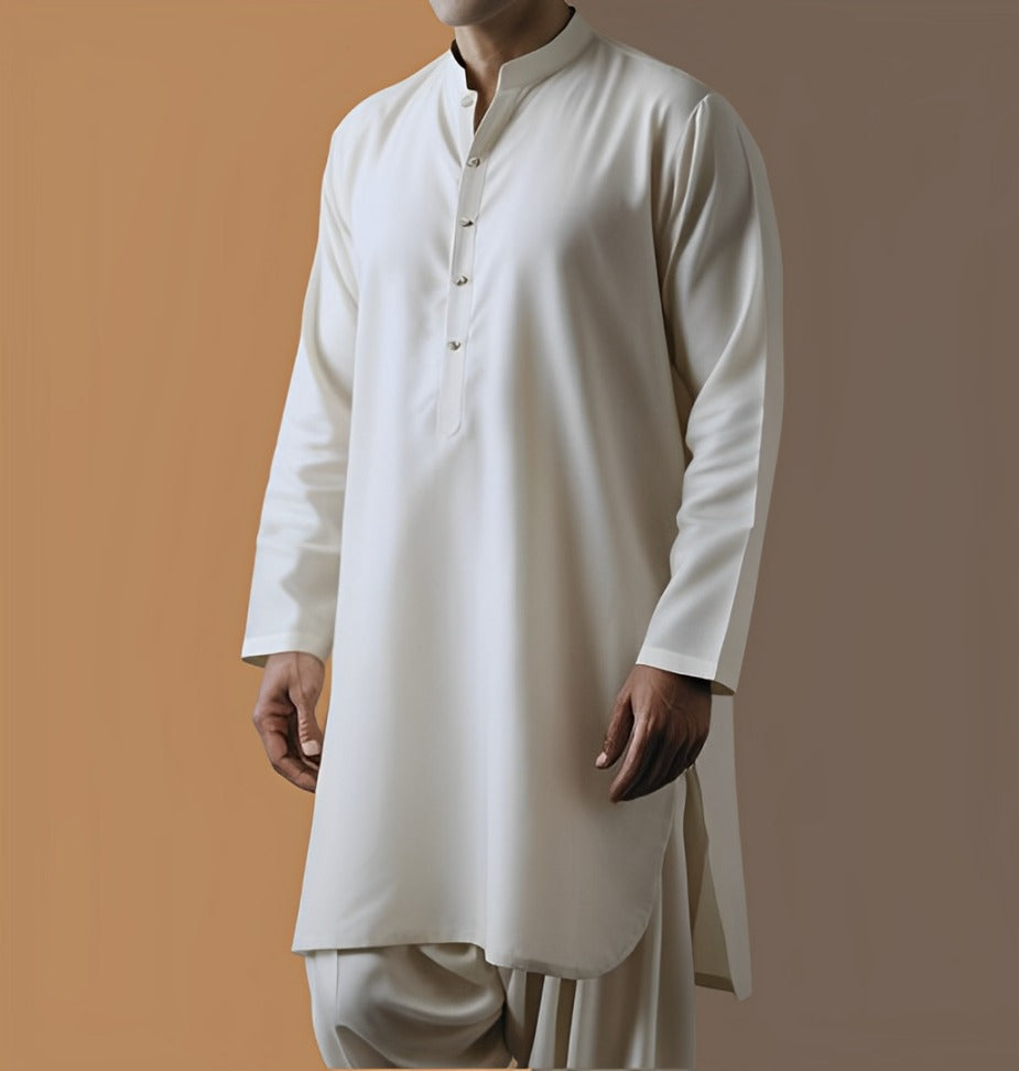 2 Piece OFF WHITE UNSTITCHED FABRIC suit Gents Cotton